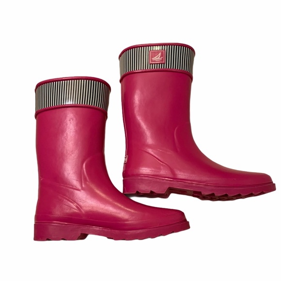 sperry rain boots pink